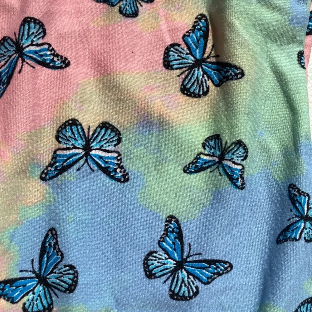 3/$12 Rue21 Butterfly tie dye print bodysuit w stretch criss cross casual boho - Picture 7 of 16